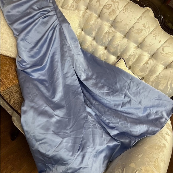 Light Blue Satin Strapless Gown - Picture 3 of 6